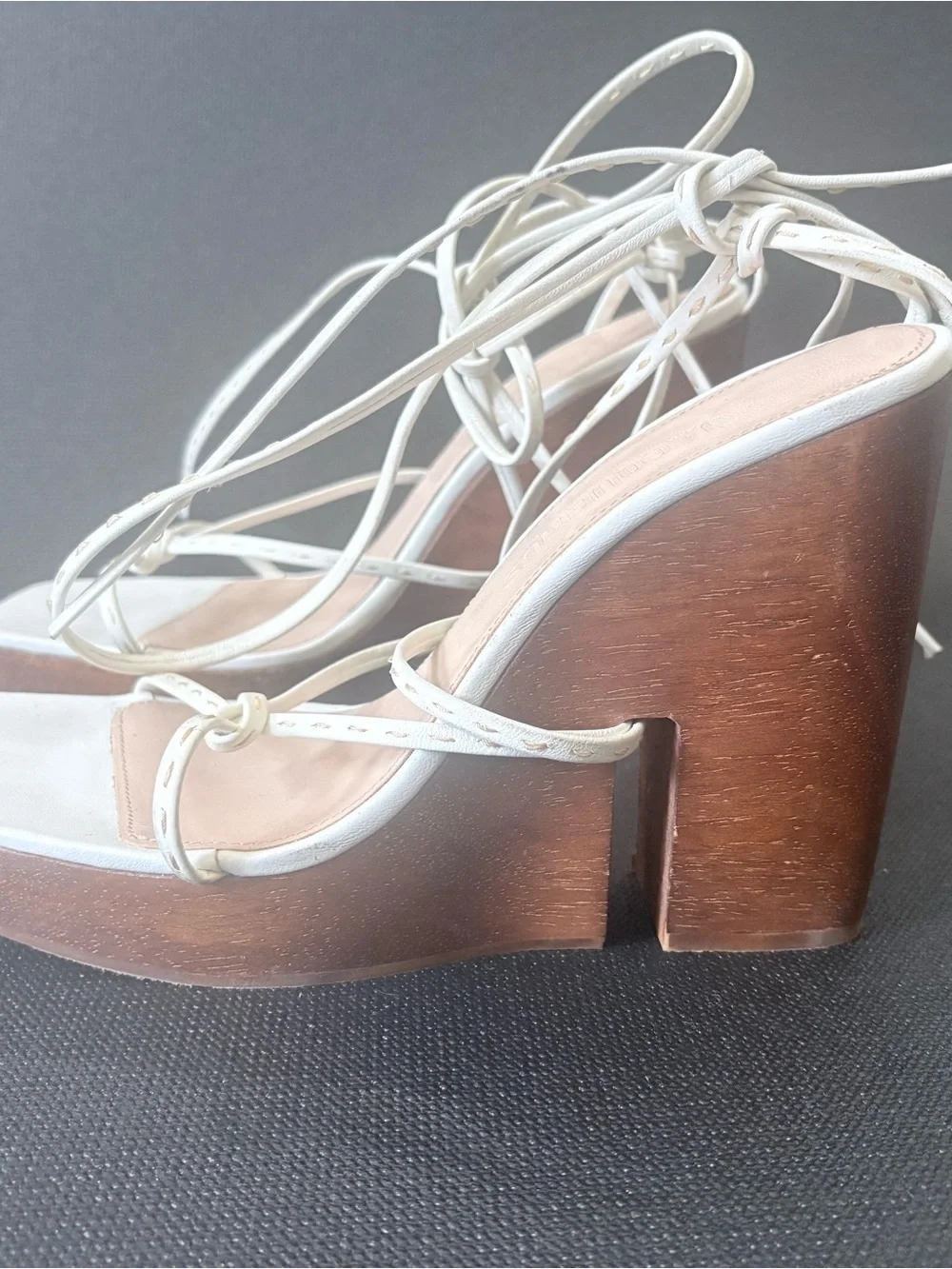 JACQUEMUS Les Sandales Pilotis Wooden Wedge Sandals Lace-Up Platform